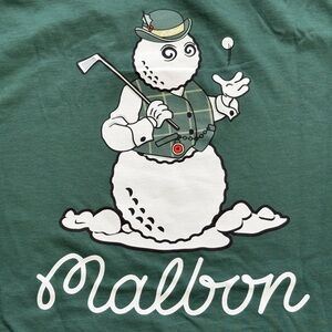 Malbon Green Snowman Short Sleeve Shirt Size Large SAMPLE TEE FLAWED